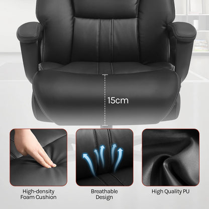 WOLTU Bürostuhl, ergonomischer Computertisch, großer Stuhl mit Kopfstütze, PU-Leder, Chefsessel für Büro, Spiel, Konferenzraum