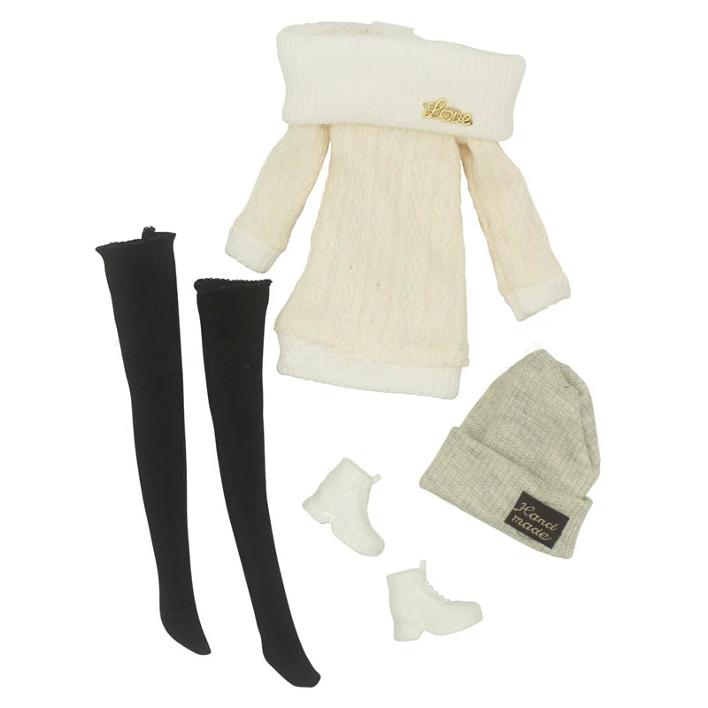 30cm Doll Full Set 1/6 Female Doll with Clothes and Hat Sweater Girls Dress Up Toys Gifts.