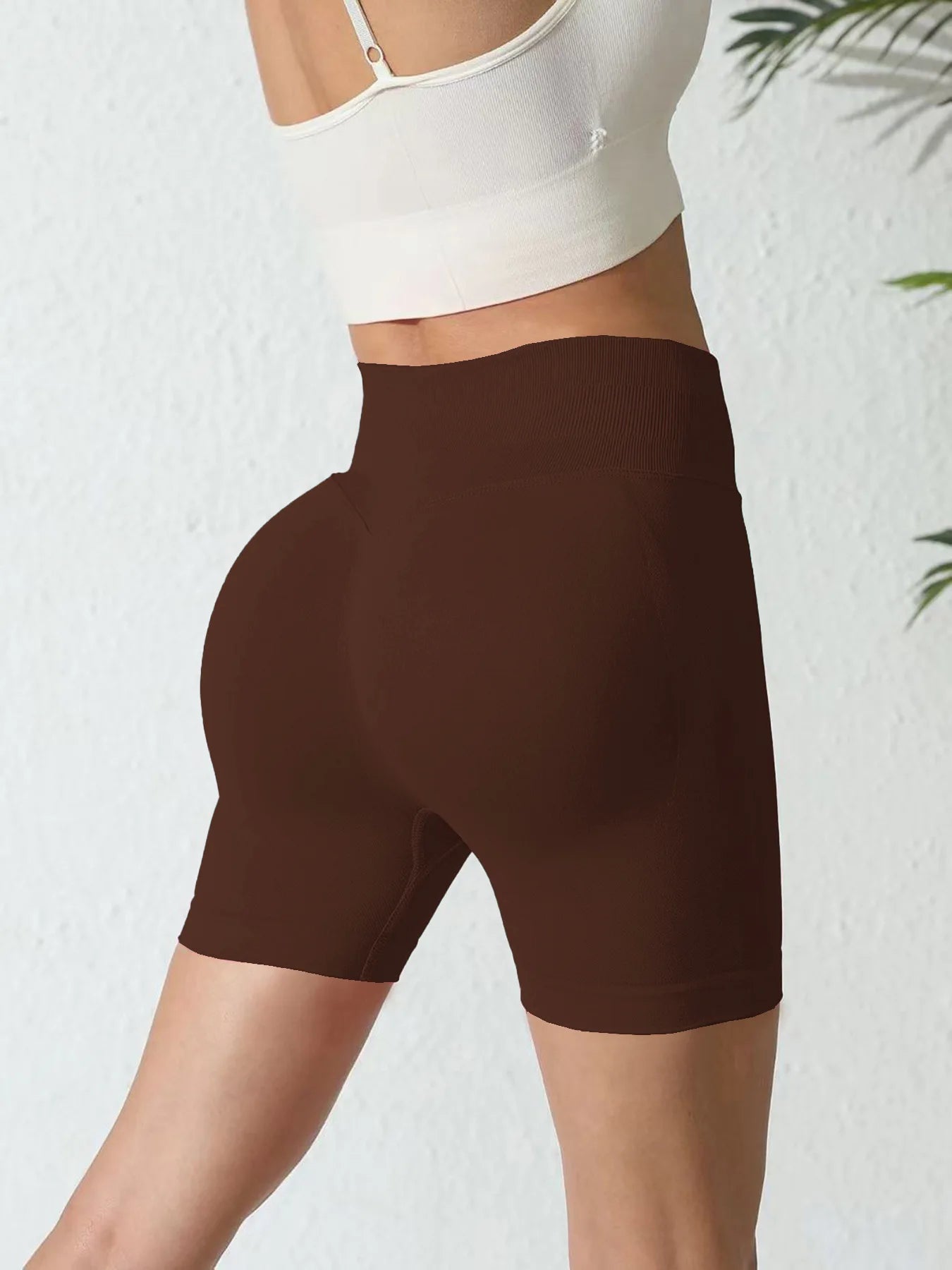 Summer High Waisted Yoga Shorts Women  Fashionable and Sexy Running Fitness Pants Solid Color High Elastic Yoga Leggings