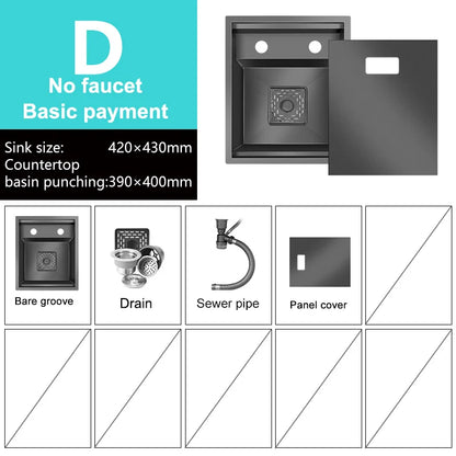 Stainless Steel Kitchen Sink Concealed Mini Single Sink Apartment Bar Multifunctional Hand Wash Fruit and Vegetable Basin