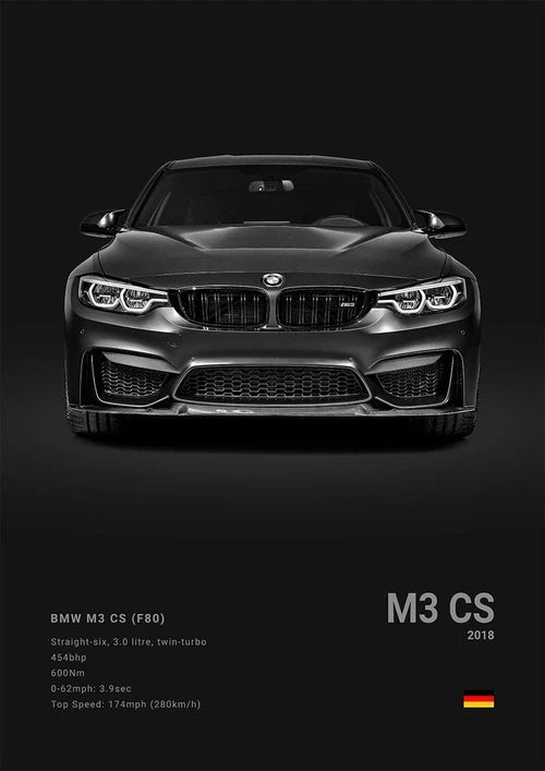 Black Background Sports Cars Poster and Prints F87 M3 M4 G90 E46 Luxury Car Canvas Painting Wall Art Pictures Room Office