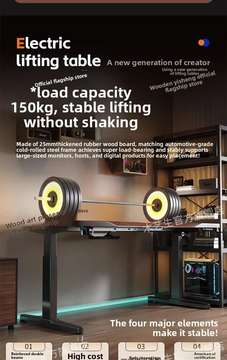 Elektrischer höhenverstellbarer intelligenter Stehschreibtisch, Computer-Workstation, Heimbüro, Gaming-Tisch, Arbeitszimmer, Schreibtisch, Desktop-Computer