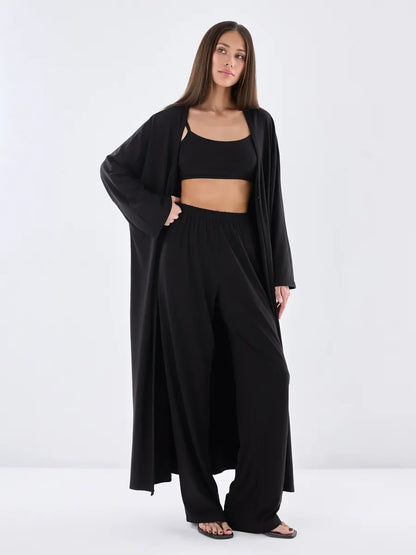 Hirsionsan Modal Soft Loose Sets Women Casual Three Pieces Long Sleeve Cardigan & High Waist Pants & Vest Outfits Tracksuit 2025