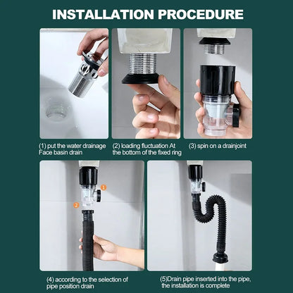 Kitchen Sink Drain Pipe Flexible Stretchable Deodorant Strainer Pipeline Washbasin Anti Blockage Sink Strainer Drain Pipe