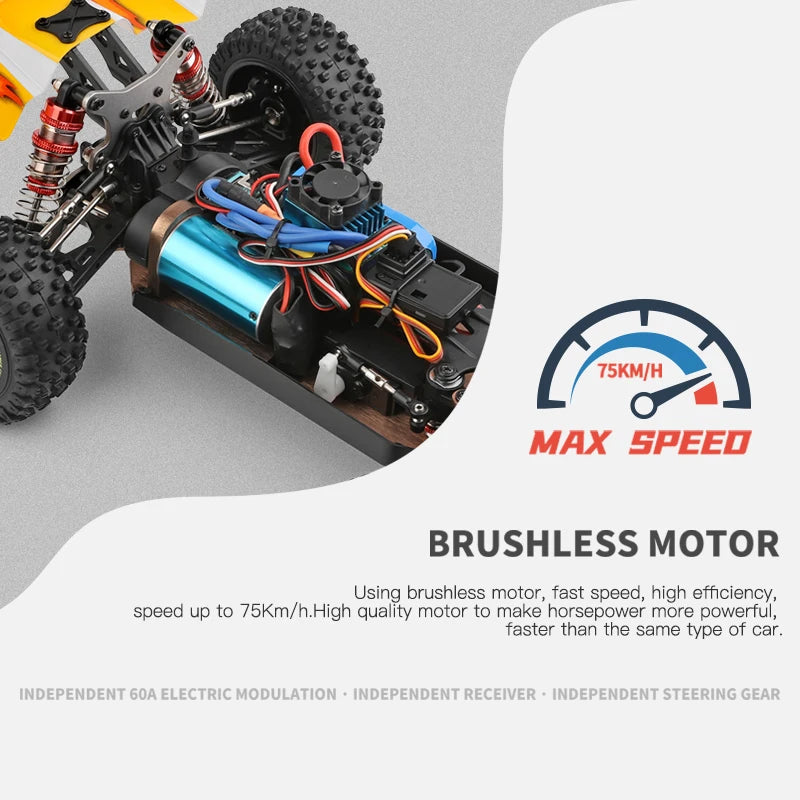 WLtoys 144010 144001 75KM/H 2.4G RC Car Brushless 4WD Electric High Speed Off-Road Remote Control Drift Toys for Children Racing.