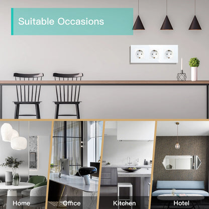 BSEED EU Standard Einzigen Steckdose Doppel Glas Steckdosen Triple Steckdosen Steckdose Für Home Office Schlafzimmer 16A.