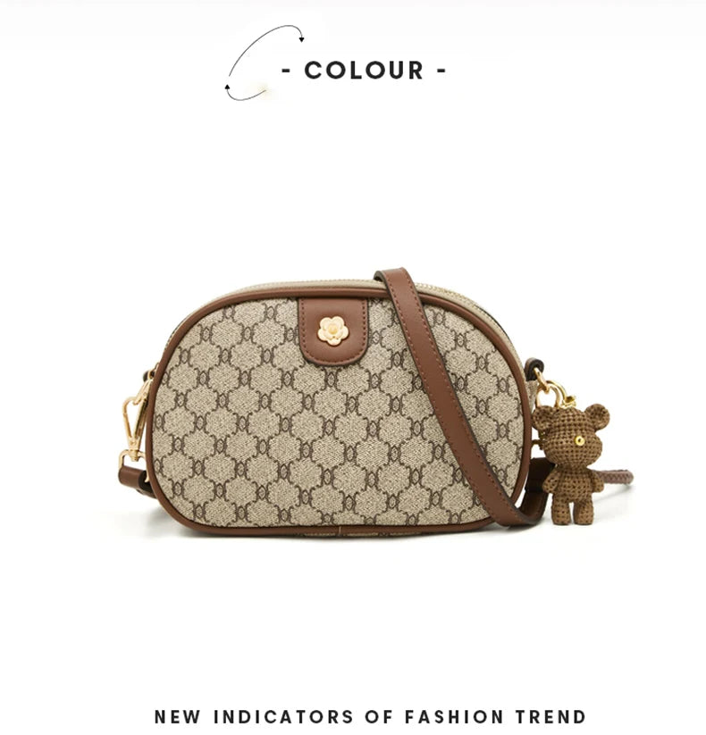 FOXER Women Small Shoulder Bag Fashion Monogram PVC Lady Crossbody Handbag with Adjustable Strap.