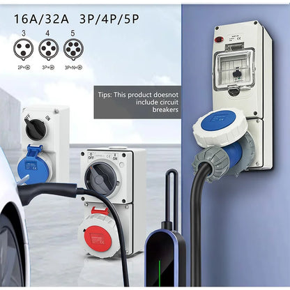 EU-Standard 32A CEE Industriesteckdose MCB-Gehäuse |   3PIN/4PIN/5PIN für Ladestationen für Elektrofahrzeuge (EV)..