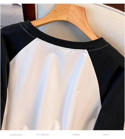 175kg plus size Damen büste Frühling Herbst lockeres Oberteil Rundhals bedrucktes Langarm-Sweatshirt 4xl 5xl 6xl 7xl 8xl 9xl