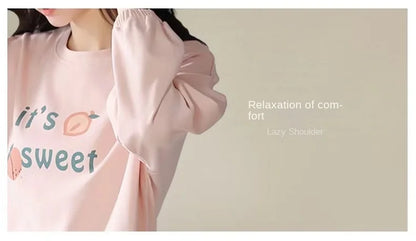 Gebündelte Füße Pyjama Frauen Frühling Herbst Langarm Terylen Baumwolle Frauen Herbst-Winter Plus-Size-Freizeit Herbst Home Wear Set.