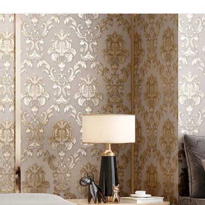 1 Rolle 53 cm breite antike Goldtapete Wohnzimmer Schlafzimmer wasserdichter PVC-Wandaufkleber Heimdekoration Europäische Tapete