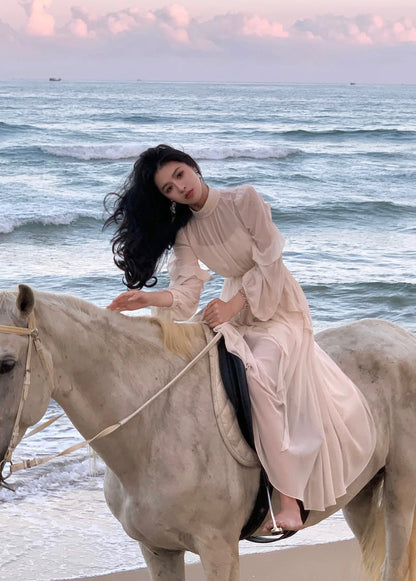 Strand Stil Chiffon Y2k Mini Kleid Büro Dame Casual Langarm Elegante Einteilige Kleid Koreanische Mode Kleidung Sommer 2023