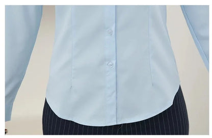 Elegant Women Shirts Woman White Shirt Long Sleeve Blouse Office Lady business Pink Shirts Button Solid Women work Blouses Tops.