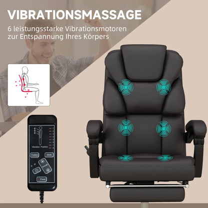 Höhenverstellbarer Bürostuhl mit Massagefunktion, ergonomischer Schreibtischstuhl, Chefsessel, bis 120 kg