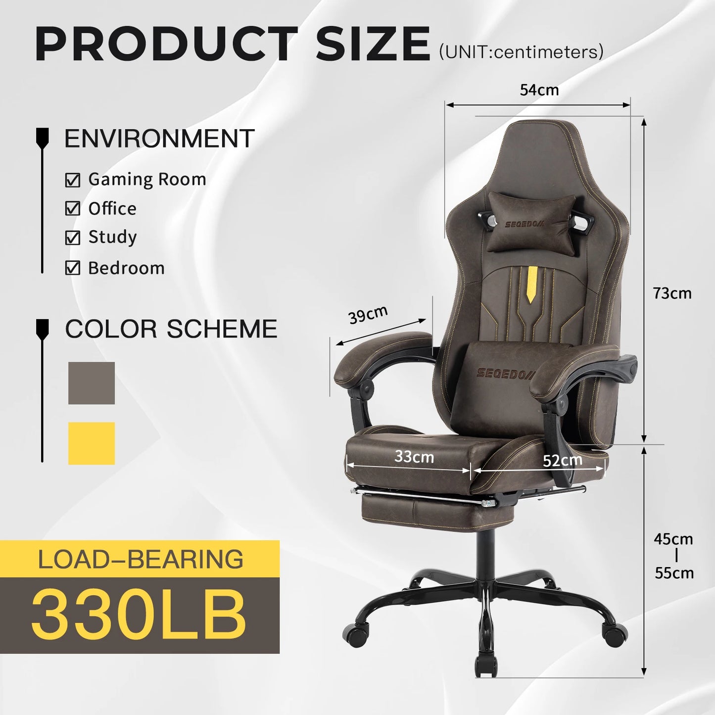 SUKIDAGaming-Stuhl, Computerstuhl, ergonomischer Gaming-Stuhl mit Fußstütze, Bürostuhl, ergonomischer Computerstuhl mit Lordosenstütze