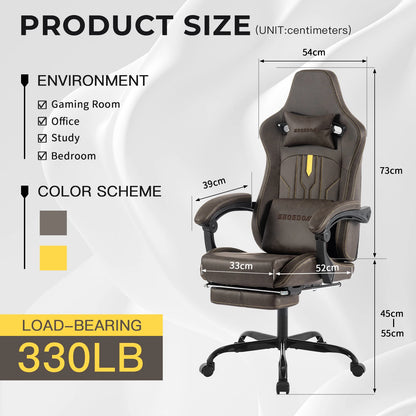 SUKIDAGaming-Stuhl, Computerstuhl, ergonomischer Gaming-Stuhl mit Fußstütze, Bürostuhl, ergonomischer Computerstuhl mit Lordosenstütze