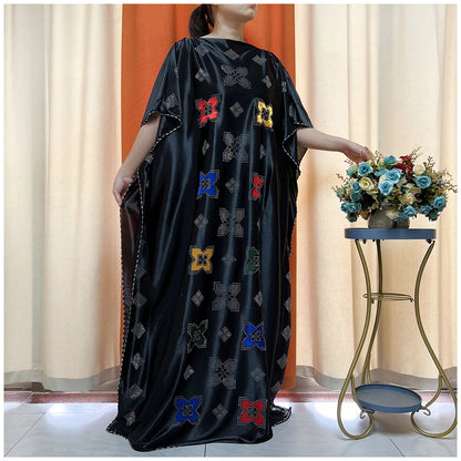 African Abaya For Women Kaftan islamic Clothing With Scarf African Women Dress Inlaid Mubarak Dubai Femme Luxury Muslim Dress.