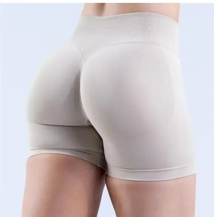 Summer High Waisted Yoga Shorts Women  Fashionable and Sexy Running Fitness Pants Solid Color High Elastic Yoga Leggings.