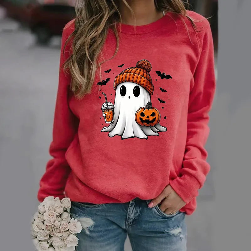 Niedliche Geister muster Pullover Frauen lässig Halloween Geist Harajuku Pullover fallen Frauen Tops.