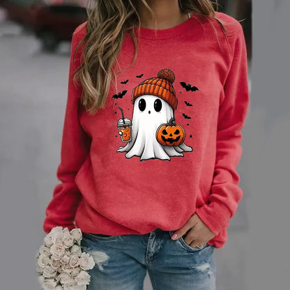 Niedliche Geister muster Pullover Frauen lässig Halloween Geist Harajuku Pullover fallen Frauen Tops.