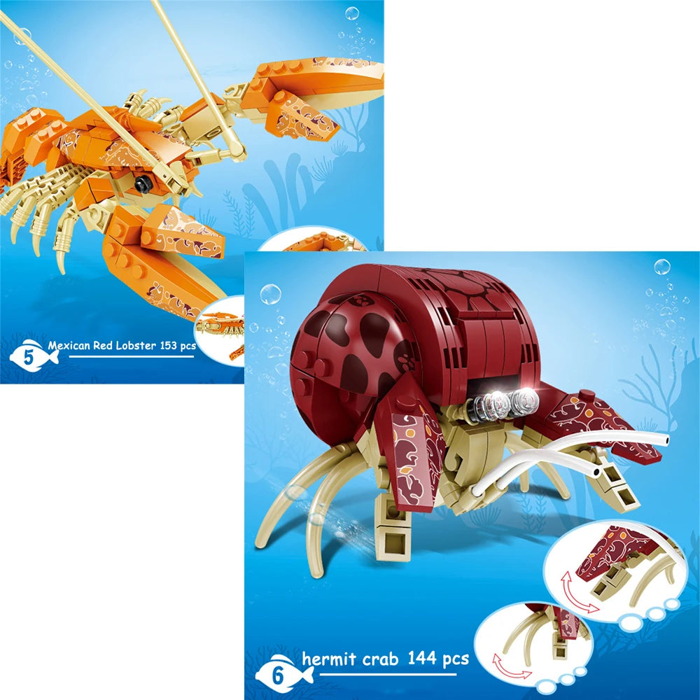 King crab Realistic Educational Ocean Creature Model Building Blocks Toys Easy Assembly,Ideal Holiday Gift for Kids Birthday.