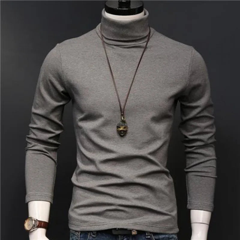 2023 new Sweater Men Solid Color Turtleneck Pullovers Pull Homme Men's cold Blouse Winter Long Sleeve T Shirts.
