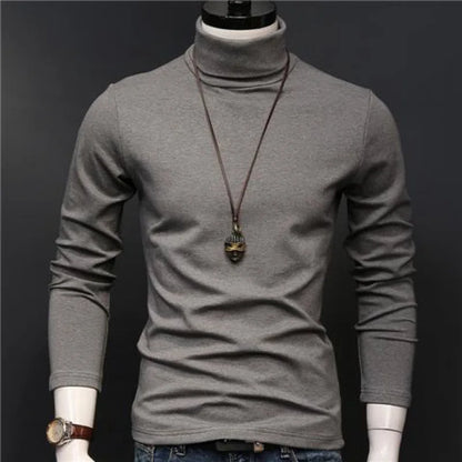 2023 new Sweater Men Solid Color Turtleneck Pullovers Pull Homme Men's cold Blouse Winter Long Sleeve T Shirts.