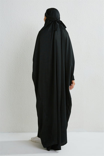 Muslimische Abaya mit Kapuze, Smockärmel, einteiliges Gebetskleid, Damen, Jilbab, islamische Kleidung, Dubai, Saudi-Arabien, schwarze Robe, türkische Bescheidenheit