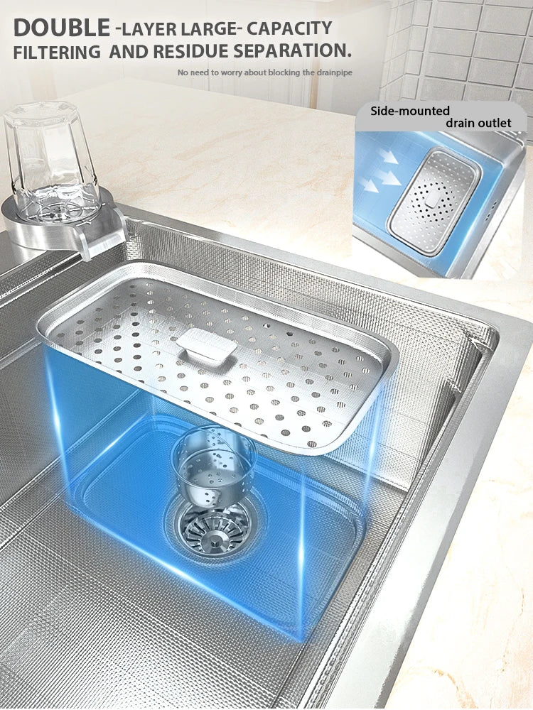 Silberne Küchenspüle aus Edelstahl 304, großer Einzelschlitz, Unterbau-Multifunktions-Geschirrspülbecken, 31,5 x 18,9 Zoll