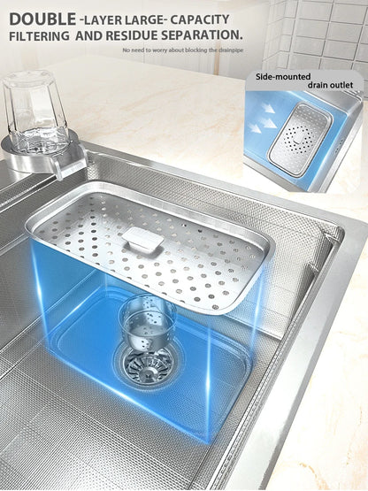 Silberne Küchenspüle aus Edelstahl 304, großer Einzelschlitz, Unterbau-Multifunktions-Geschirrspülbecken, 31,5 x 18,9 Zoll