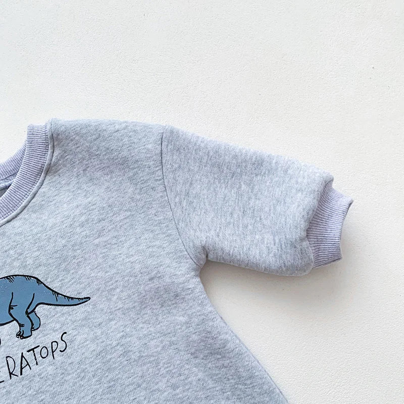 Neuankömmling Cartoon Dino Print Baby Neugeborenen Stram pler Säuglings mädchen Overalls Langarm Jungen Kleidung ein Stück
