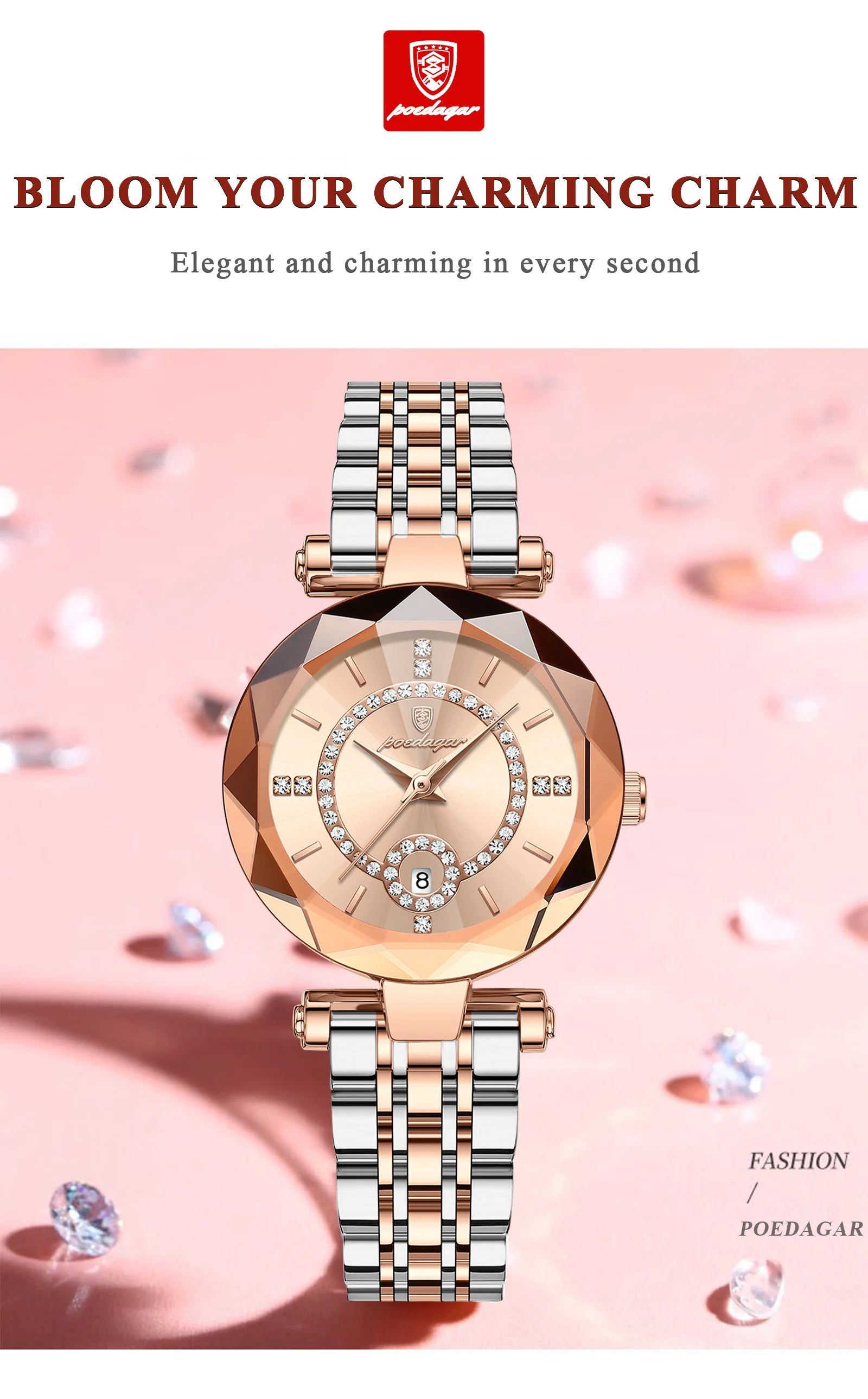 POEDAGAR Fashion Original Wristwatch For Woman Waterproof Stainless Steel Date Quartz Ladies Watch Luxury Casual Women's Watches.