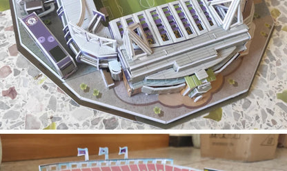 3D Football Stadium Puzzle Paper Model Architecture Kit Adult Kids Craft Building Toy Home Decor Gift Jigsaw Collectible Play.