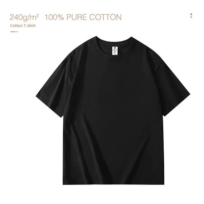100% pure cotton summer high-end brand men's short sleeve round neck fashionable style half sleeved top breathable T-shirt