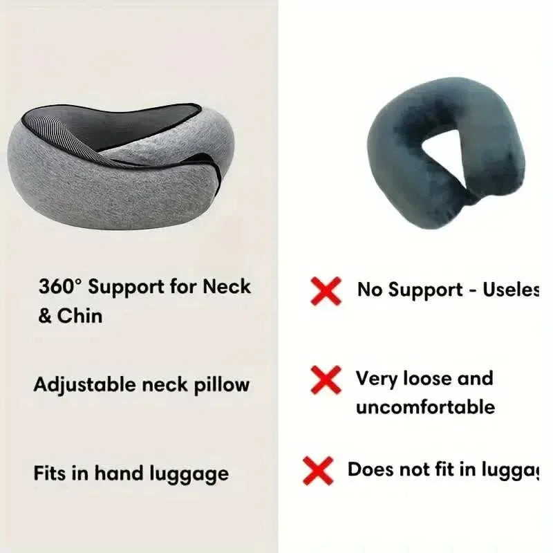 Travel Neck Pillow Memory Foam U-shaped Pillow Snail Style Travel Neck Support Portable Adjustable Soft Noon Break Sleep Pillows.