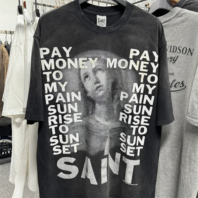 SAINT Vintage NIN Nine-inch Nail T-Shirts Best Quality Vintage Washed T Shirt Tee Tops