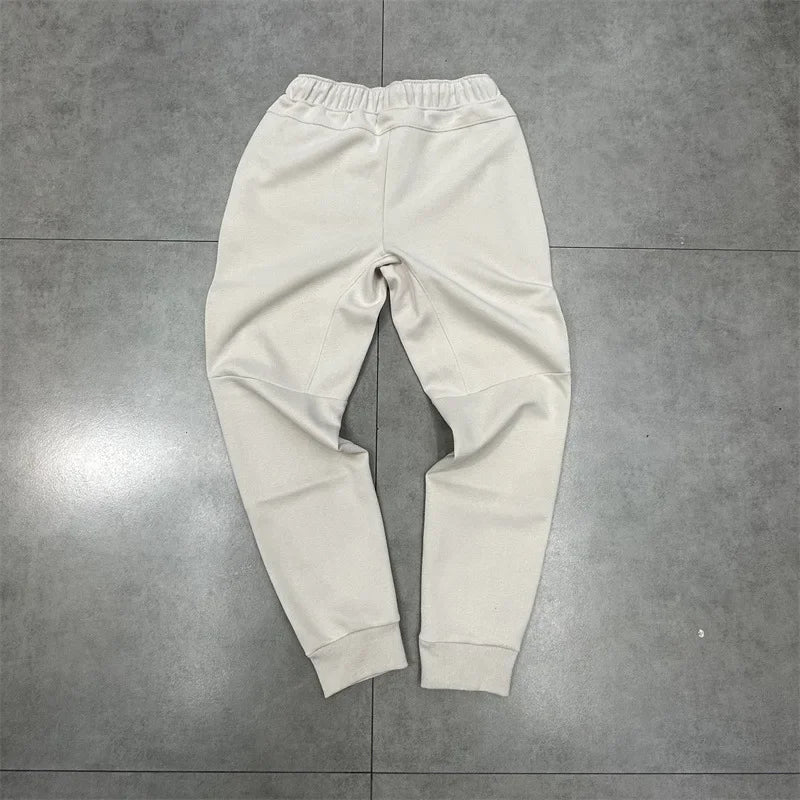 Casual Embroidered Fleece Lined Open Cardigan Hooded Zipper Pants Set for Men And Women Color Block Design by Syna