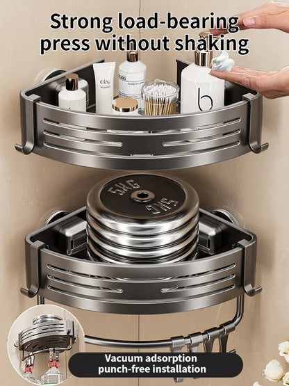 Saugnapf perforationsfreier Raum Aluminium Badezimmer Lagerregal Badezimmer Dreieckskorb Wandaufhänger Badezimmer Eckaufbewahrung