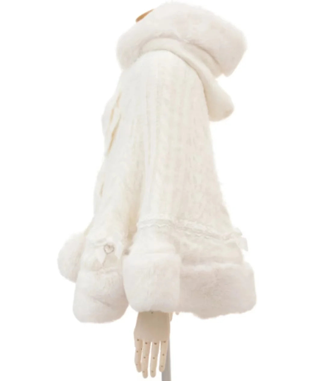 Japanische Liz Süße Prinzessin Faux Kaninchen Fell Cape Mantel Frauen Herbst Winter Pelz Jacke Lose Uhr Strass Bogen Mit Kapuze Mantel