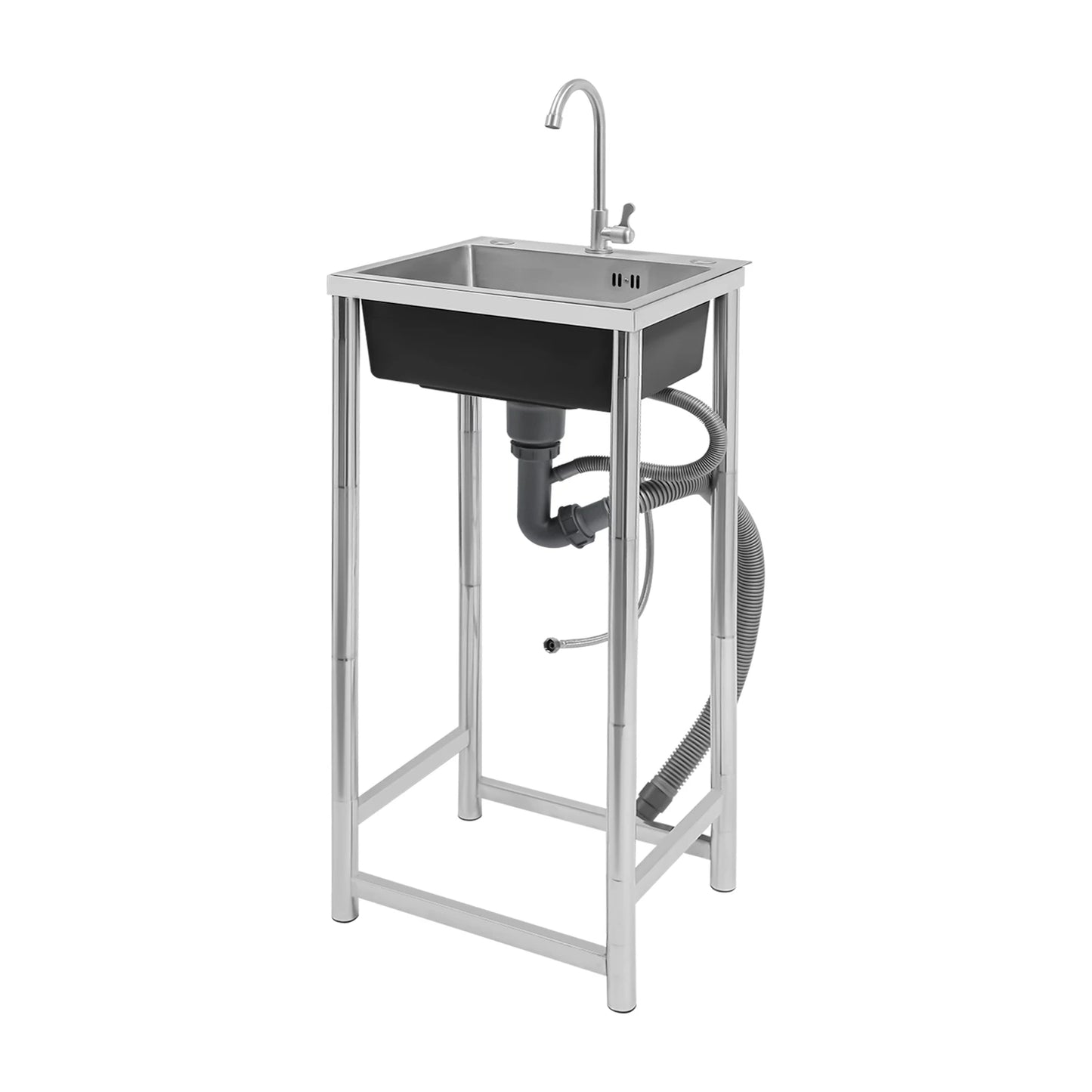 Freistehendes Einzelbecken-Spülbecken, 45,7 x 40,6 x 22,9 cm, Edelstahl, gebürstetes Restaurant-Waschbecken