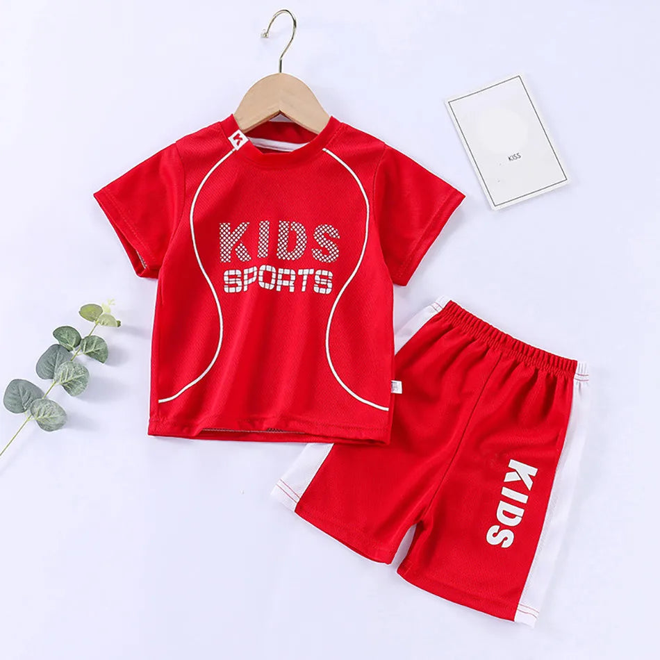 Kids Clothes Set Boy Girl Shorts and Short Sleeves Summer Clothing Sport Casual Children Top and Bottom Clothes Set.