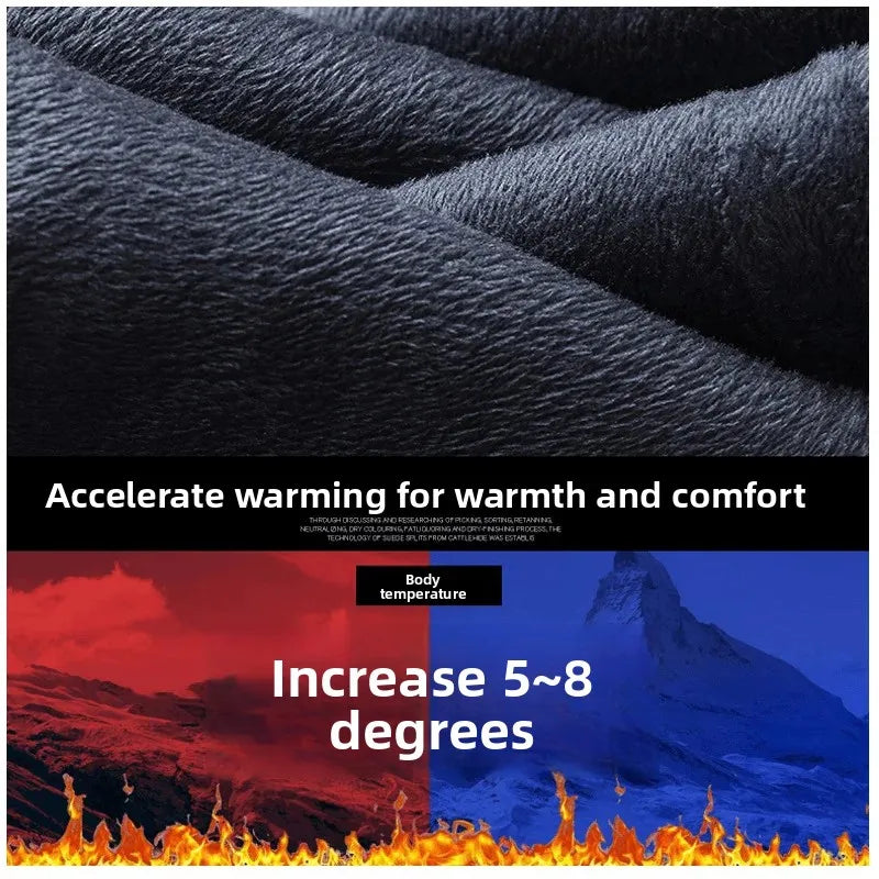 High-End Men's Fleece-Lined Thick Stretchy Straight Leg Jeans 2025 New Style Loose Fit Smoke Grey Trousers for Men.