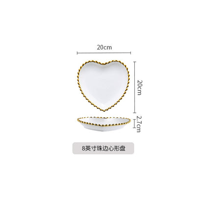 Nordic Luxury Phnom Penh Love Plate Ceramic Plate Dim Sum Fruit Breakfast Salad Dish Restaurant Steak Plate Jewelry.