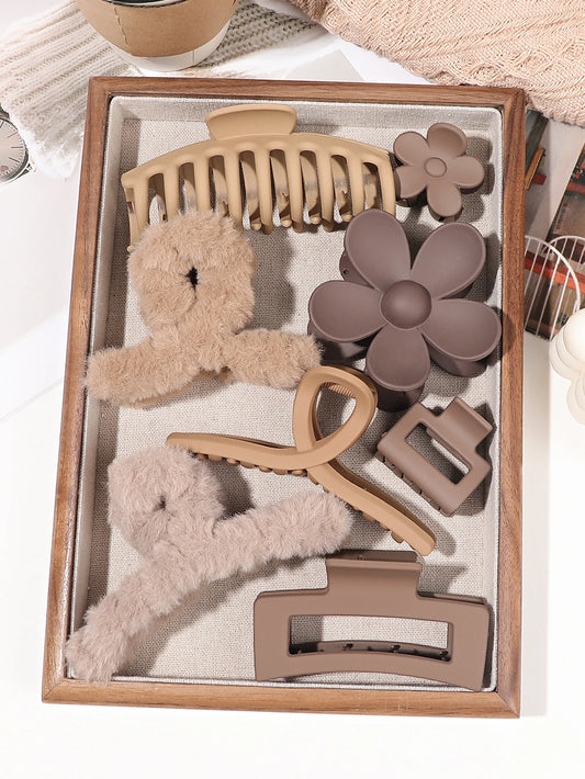 7/8Pcs Neutral Color Hair Clips for Women 4.7Inch Large Hair Claw for Thin Thick Hair,Big Matte Banana Clip,Strong Hold jaw clip.