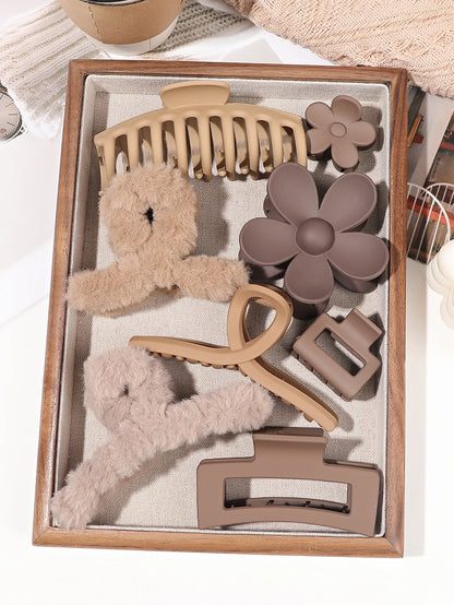 7/8Pcs Neutral Color Hair Clips for Women 4.7Inch Large Hair Claw for Thin Thick Hair,Big Matte Banana Clip,Strong Hold jaw clip.