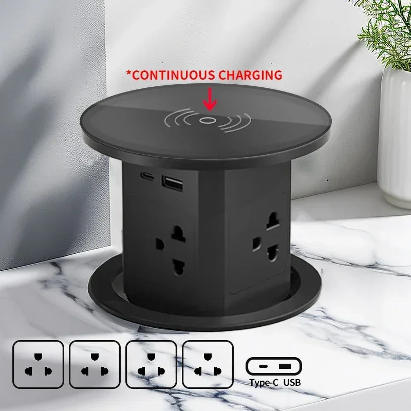 Us uk au stecker power küchentisch steckdose pop up desktop steckdosen strom ladung usb aluminium regal, versteckt, eingebaut.