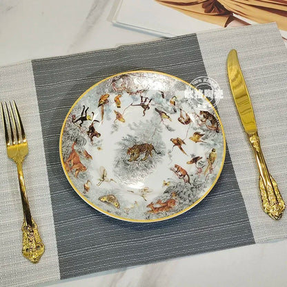 European ceramic western dinner plate, jungle set, steak plate, Coffee cup, afternoon , personalized gift set