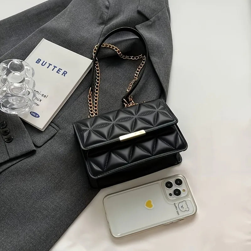 Fashion Chain Women'S Shoulder Bag, Chic Small Square Bag for Women, Luxury Quilted Handbag for Daily Travel, Shopping, Parties..