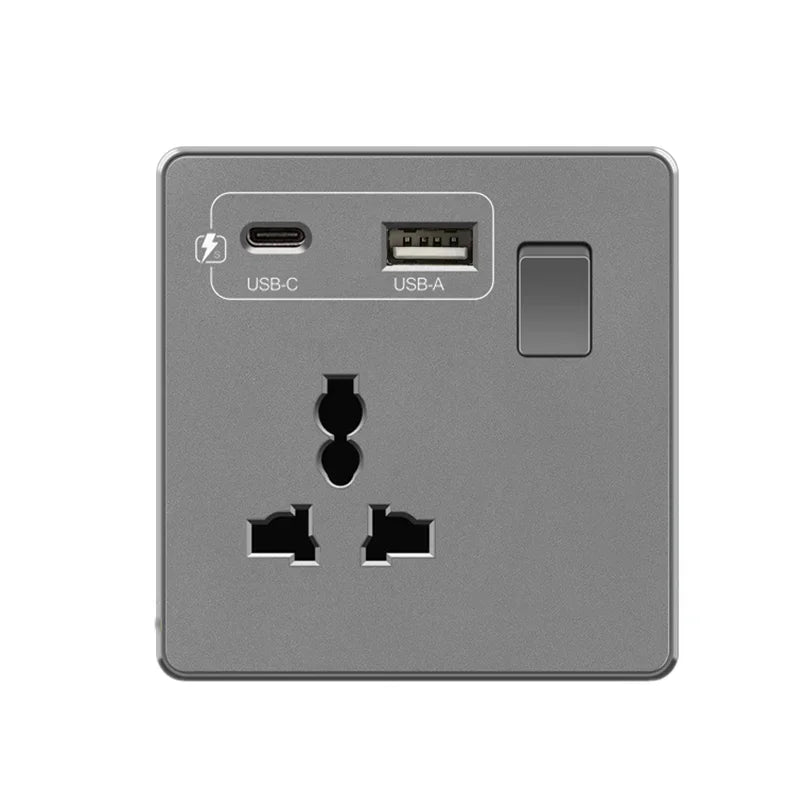 18 W Typ-C-Stecker, Schnellladung, UK 13 A USB-Wandsteckdose, Steckdose mit 3,1 A USB C, universelles Dual-5-Pin-Steckdosenpanel.