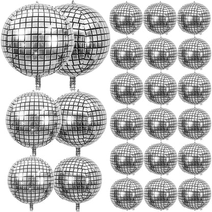 6/12 Stück 22 Zoll Discokugel Folienballons Metallic Silber 4D Ballon für 70er Jahre Disco Geburtstagsfeier Hochzeit Dekoration Lieferungen.
